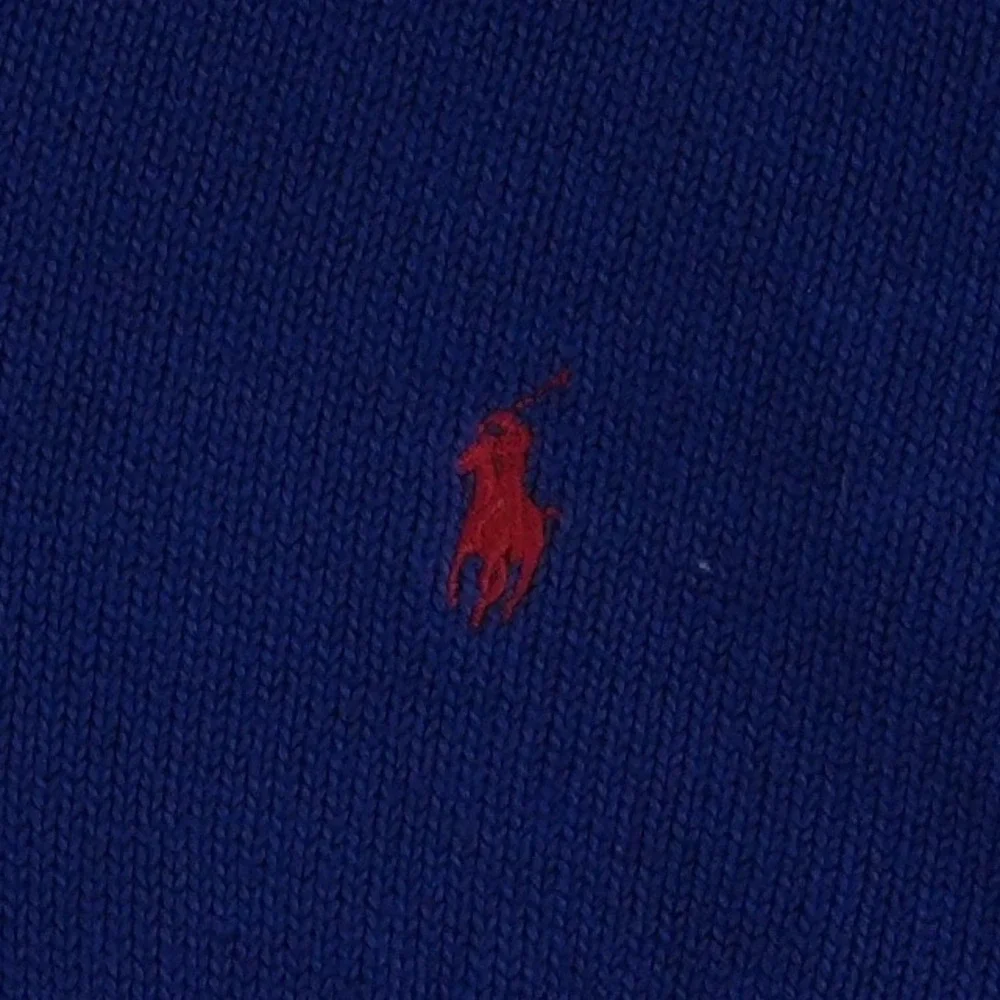 Polo Ralph Lauren Quarter Zip Sweater Top Mens Size Medium Blue 100% Cotton Logo